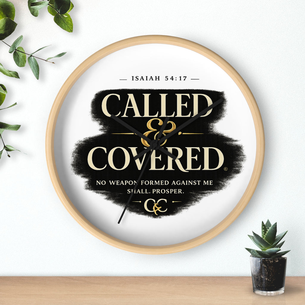 Called & Covered Wall Clock — Inspirational Isaiah 54:17 Faith Clock