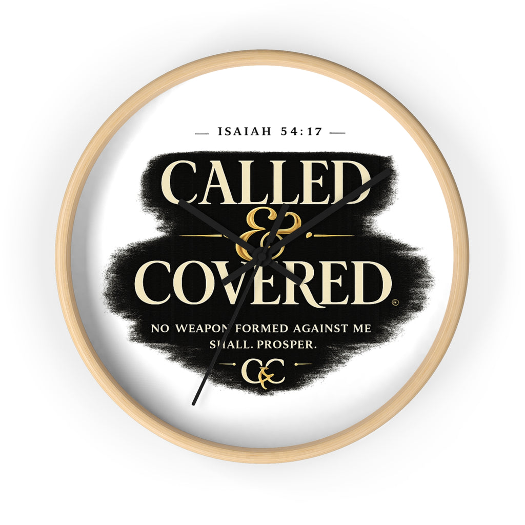 Called & Covered Wall Clock — Inspirational Isaiah 54:17 Faith Clock
