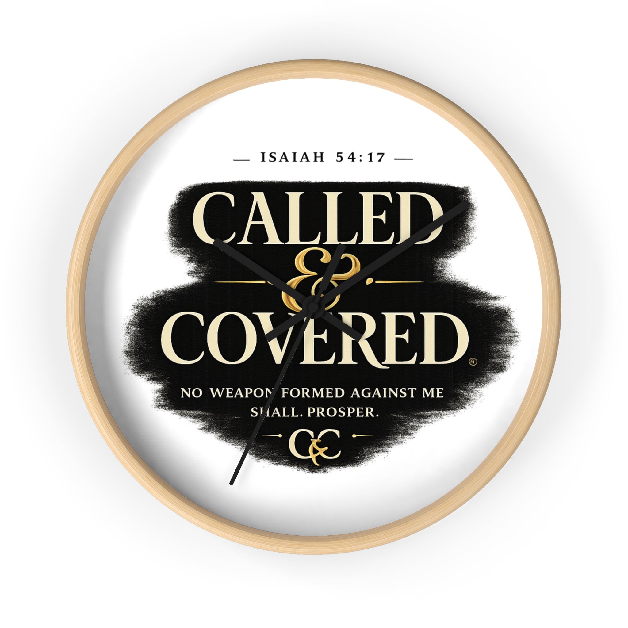 Called & Covered Wall Clock — Inspirational Isaiah 54:17 Faith Clock