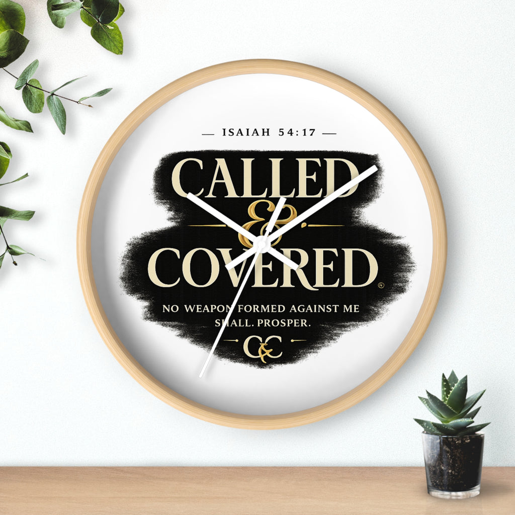 Called & Covered Wall Clock — Inspirational Isaiah 54:17 Faith Clock